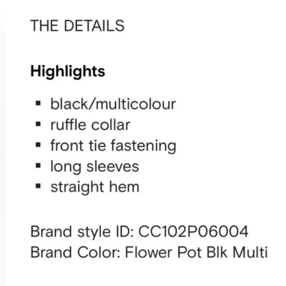 Alice + Olivia Reilly Ruffle Collar Blouse in Floral Pot Blk Multi, NWOT - Picture 8 of 8